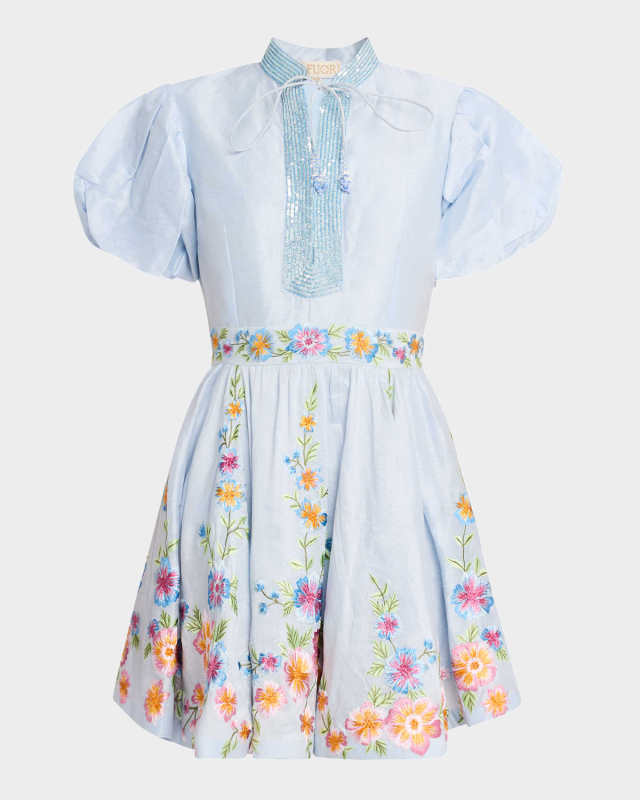 Eva Azure Embellished Mini Dress